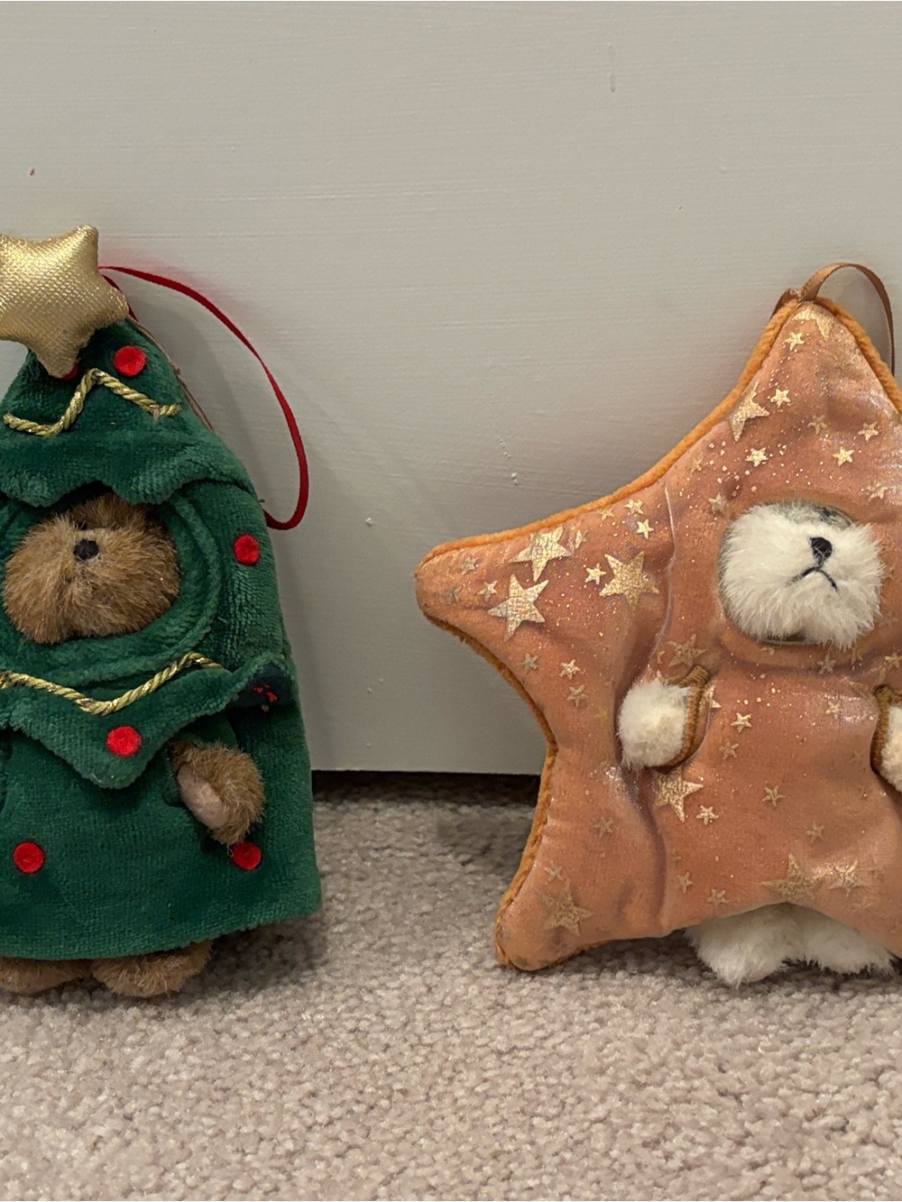 Vintage Boyds Bears Peeker Plush Bear Holiday Ornaments Christmas Tree Star